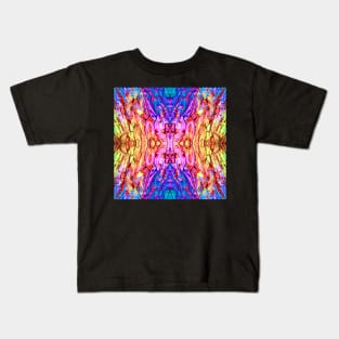 Mirrored Abstract in Blue Pink Yellow Orange Kids T-Shirt